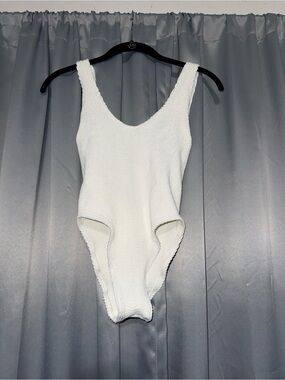 bond-eye White Textured One-Piece Swimsuit